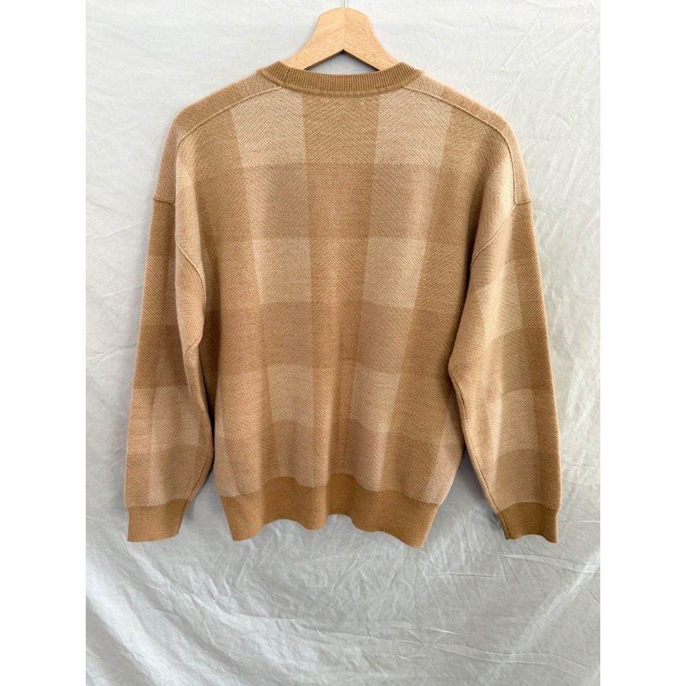 Madewell Sweater Womens Tan Buffalo Check Merino Wool Plaid Pullover XS - Picture 2 of 6
